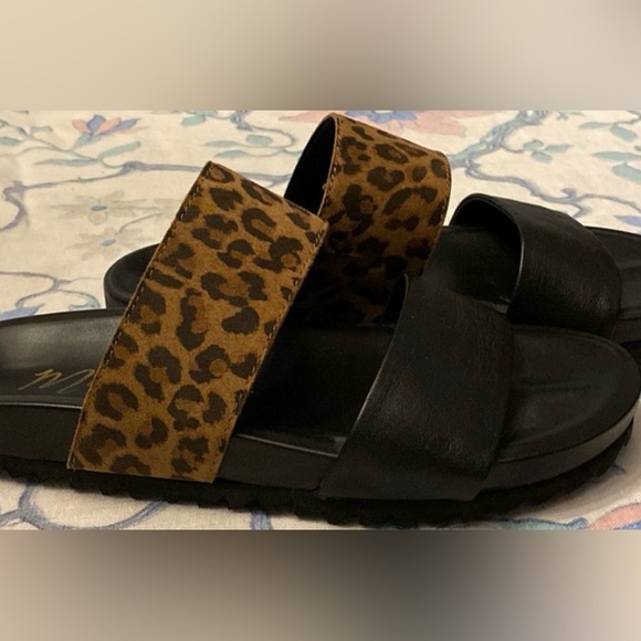 New Matisse Suede Leather Leopard Print Women's Slide Sandals - Picture 3 of 10